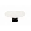 CLASSIC TOUCH DECOR INC. White Glass Cake Plate On Black Stem Tabletop