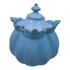 Curated Home Decor Vintage + Antique Ceramic Scalloped Jar With Lid