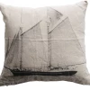 Creative Co-op Square Linen Printed Pillow With Sailboat Pillows + Throws