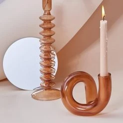 Filtrum Abstract Candle Holder - Orange