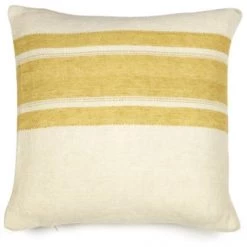 Libeco Belgian Linen Pillow In Mustard Stripe Pillows + Throws