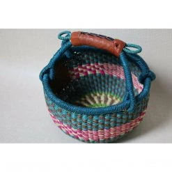 Curated Home Decor Bolga Round Market Basket With Handle