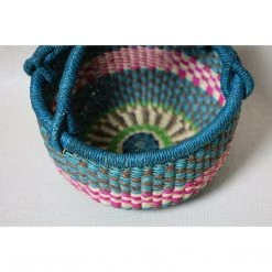 Curated Home Decor Bolga Round Market Basket With Handle