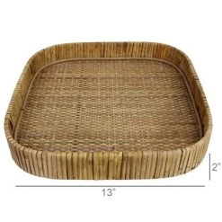 HomArt Cayman Tray, Rattan, Square - Lrg Objects + Accents