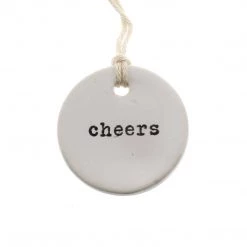 HomArt Ceramic Round Tag - Cheers - Cheers Barware