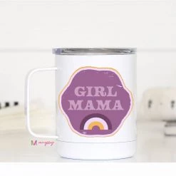 Mugsby "Girl Mama" Retro Travel Cup With Handle