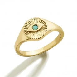 Spitfire Girl Gold Turquoise Eye Ring