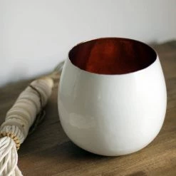 BLUE MANGO Hammered Copper White Pot