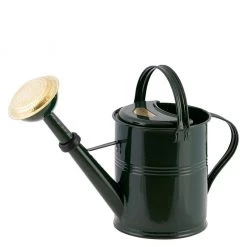 PLINT A/S Hunter Green And Brass Powder Coated Metal Watering Can 5L