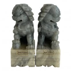 Curated Home Decor Vintage Carved Soap Stone Foo Dogs -Pair Vintage + Antique