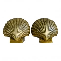 Curated Home Decor Vintage Pair Brass Clam Shell Bookends Vintage + Antique