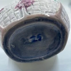 Curated Home Decor Vintage + Antique Majolica Bird Basketweave Pitcher