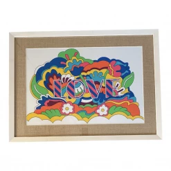 Curated Home Decor Jute Framed Psychedelic "Love" Framed Wall Art