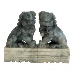 Curated Home Decor Vintage Carved Soap Stone Foo Dogs -Pair Vintage + Antique