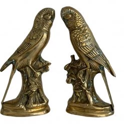 Curated Home Decor Vintage Pair Brass Parakeet Vintage + Antique