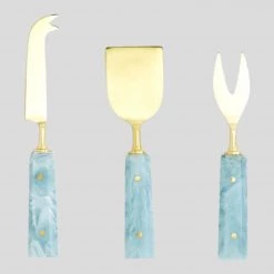 Curated Home Decor Aqua Cheese Knife Set Of 3