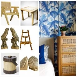 Curated Home Decor Vintage Cane Ice Bucket Barware