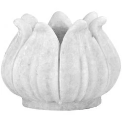 Blue Ocean Traders Marble Lotus Flower Planter Botanicals + Outdoor