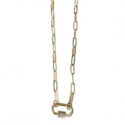 Market And King Jewelry + Gifts Mini Carabiner Necklace With Pave CZ Detail