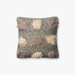 Loloi Grey And Ivory Fringe Throw Pillow