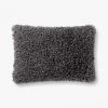 Loloi Faux Fur Throw Pillow- Charcoal