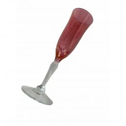 Curated Home Decor Vintage + Antique Vintage Handblown Cranberry Glass Flutes- Set Of 12