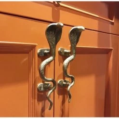 Curated Home Decor Vintage Style Cobra Snake Brass Door Handle (Sold Individually)