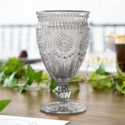 Weddingstar Inc. Vintage Style Pressed Glass Wine Goblet - Grey