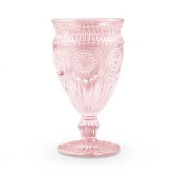 Weddingstar Inc. Vintage Style Pressed Glass Wine Goblet - Pink