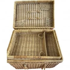 Curated Home Decor Vintage Wicker Picnic Basket & Place Setting Set Vintage + Antique