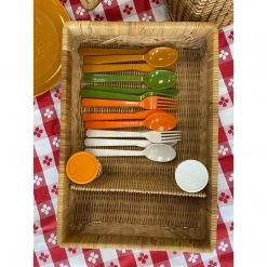 Curated Home Decor Vintage Wicker Picnic Basket & Place Setting Set Vintage + Antique