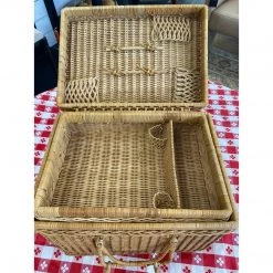 Curated Home Decor Vintage Wicker Picnic Basket & Place Setting Set Vintage + Antique