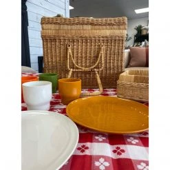 Curated Home Decor Vintage Wicker Picnic Basket & Place Setting Set Vintage + Antique